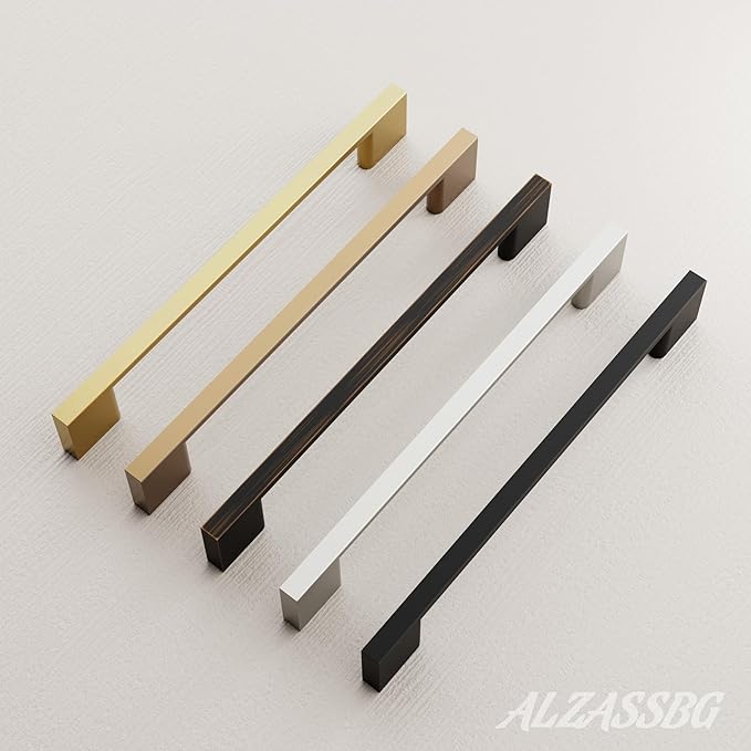 Alzassbg 10 Pack Oil Rubbed Bronze Cabinet Pulls, 7-1/2 Inch(192mm) Hole Centers Rectangle Cabinet Handles Kitchen Pulls for Drawers and Cabinets AL3051ORB