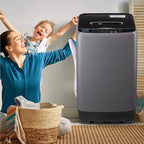 17.7 lbs Full Automatic Washing Machine with LED Display Compact Drain Dump, 10 Wash Programs and 8 Water Levels Ideal for Dorms, Apartments, RV, Grey (KB03-GREY6-3)