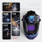 YESWELDER Auto Darkening Welding Helmet with SIDE VIEW, 180° Panoramic View, 1/1/1/1 True Color Solar Powered Welder Hood, Wide Shade 4/5-9/9-13 Welder Mask for TIG MIG ARC CUT and GRIND, LYG-Q800D