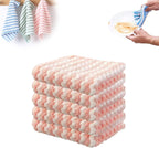 Coral Fleece Striped Rag Cleaning Dish Cloth, Reusable and Washable Microfiber Cleaning Rag, Absorbent Streak Free Lint Free Rags, Kitchen Clean Towels for Scrubs Dishes, Sinks Cleans (Pink, 5PCS)
