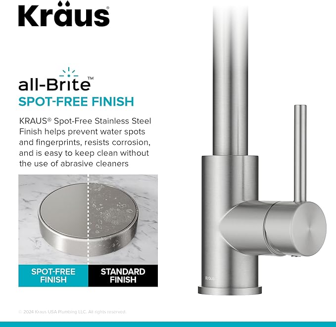 KRAUS Bolden 2-Function Single Handle Pull Down Kitchen Faucet in Spot-Free Stainless Steel, KPF-1616SFS