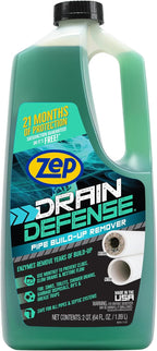 Zep Drain Defense Pipe Build-Up Remover - 64 oz (Case of 8) ZLDC64 - Professional Strength Liquid Pipe Build Up Remover
