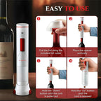 Rechargeable Electric Wine Opener | Electric Corkscrew Wine Bottle Opener With Foil Cutter | Gift for Wine Lovers (white)