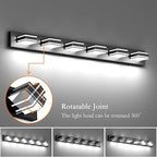 Ralbay 48inch Black Bathroom Vanity Light with 5 Color Temperatures (3000K-6000K) Dimmable Metal Acrylic Modern LED Matte Black Bathroom Lighting Over Mirror (6-Light)