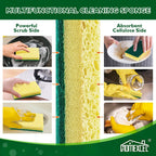 HOMEXCEL Sponges Kitchen 12pcs, Heavy Duty Sponges for Dishes, Scrub Cleaning Sponge for Non-Coated Cookware, Dishes, Pots, Pans, Dual Sided Dish Sponge for Kitchen, Household, Bathroom and More