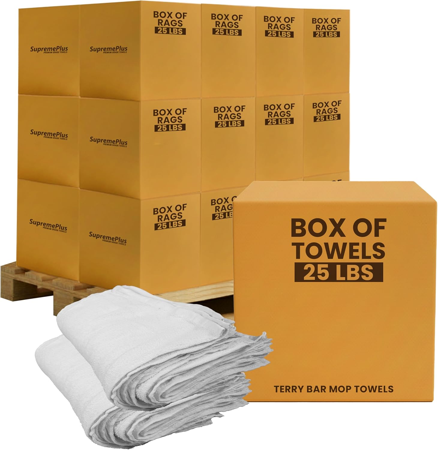 White Terry Bar Mop Towels 4800 Pcs (Approx) - 100% Cotton Ultra-Absorbent Cleaning Rags, Perfect Washable Kitchen Rags for Bars, Restaurants & Home (600 lbs Pallet - 24x25 lbs. Box)