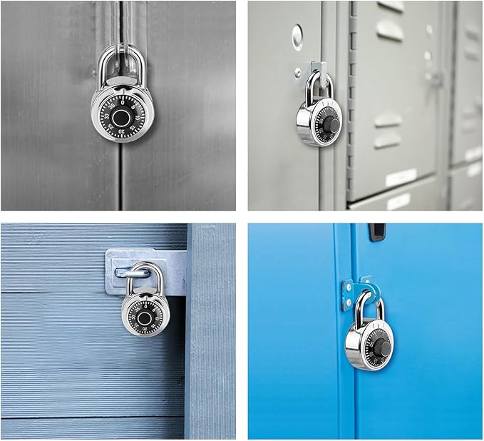 Combination Padlock 48 Pack, Fixed Dial Combination Padlock with Different Combinations, 2 in. Wide. Black Turntable, Lock for Gym & Locker, School, Toolbox, and More