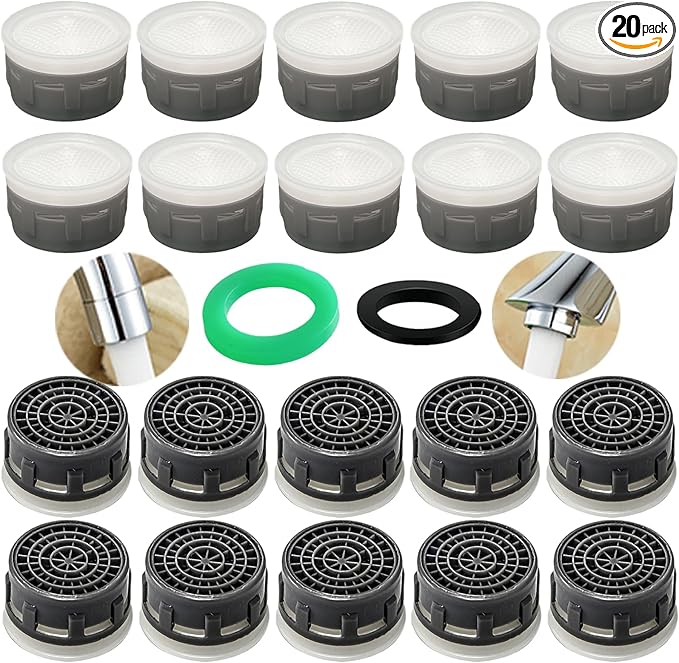 Faucet Aerator 2.2GPM Restrictor Plug-in Faucet Aerator Bathroom or Kitchen Replacement (20 pieces in white)