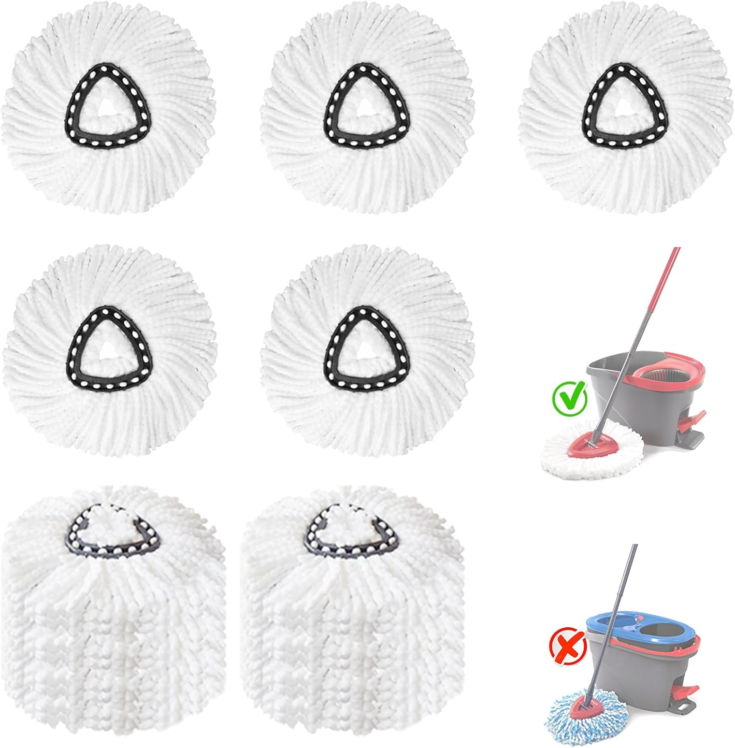 10 Pack Spin Mop Replacement Heads, 100% Microfiber Spin Mop Refill for Easy Wring, 360 Degree Spinning Mop Head Replacement Compatible with Triangle Spin Mop for Easy House Cleaning Floor Mopping