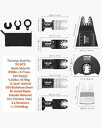 VEVOR 30-Piece Oscillating Saw Blades, Quick Release Multi Tool Blades Kits, 8 Types Oscillating Multitool Blade for Wood Plastic Metal, Compatible with Dewalt Ryobi Milwaukee Hitachi Chicago Fein