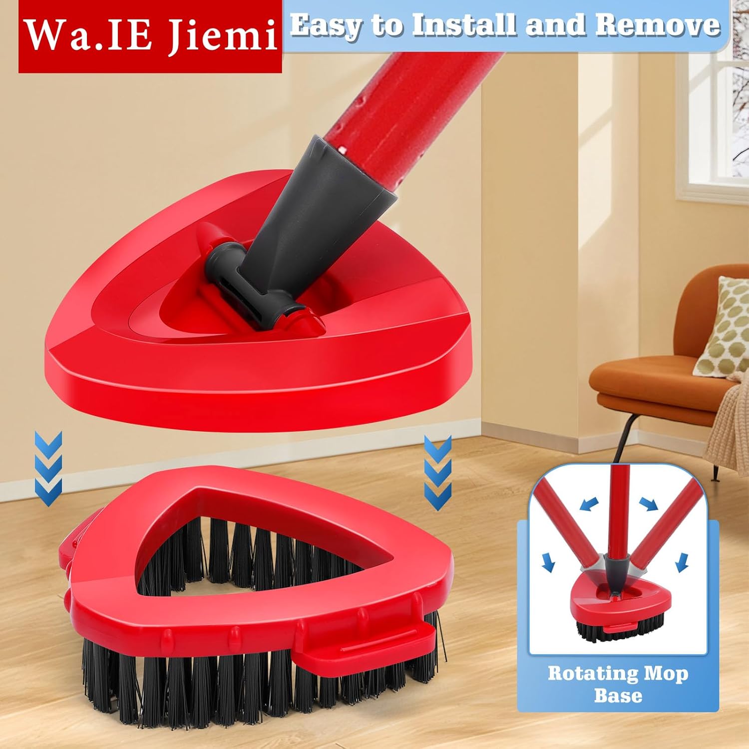 4 Packs Spin Mop Replacement Heads Compatible with Oceda EasyWring 1-Tank System,4-Section Rotatable Mop Handle 30-58in ,Mop Scrub Brush and Base Combo Set,Mop Refills Easy to Replace and Cleaning