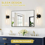 2 Pack 22-Inch Gold and Black Wall Sconces Set of Two, 22" Vanity Lights for Bathroom with Clear Glass, Sconces Hardwired Black and Gold Bathroom Sconces Set of 2 for Mirror Living Room