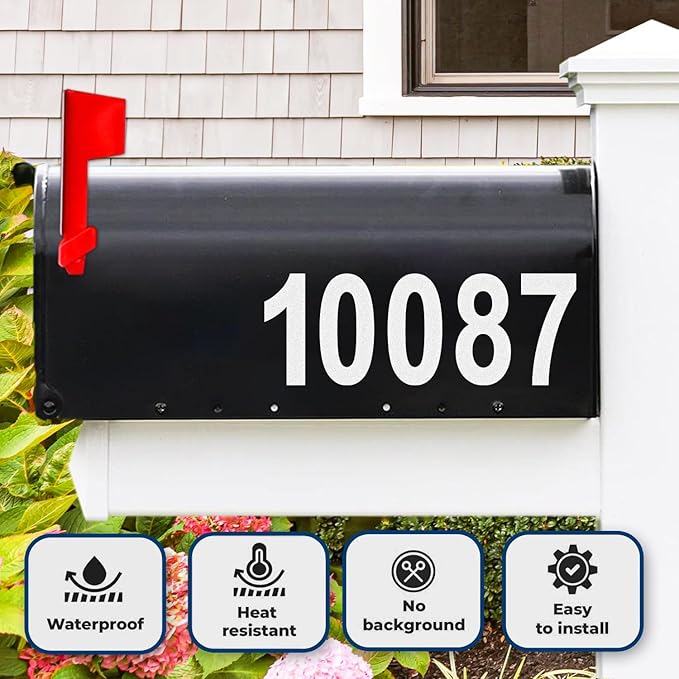 Mailbox Numbers Sticker - Reflective, Self Adhesive Numbers for Outside, Durable & Easy to Apply (White, 2 Inch)