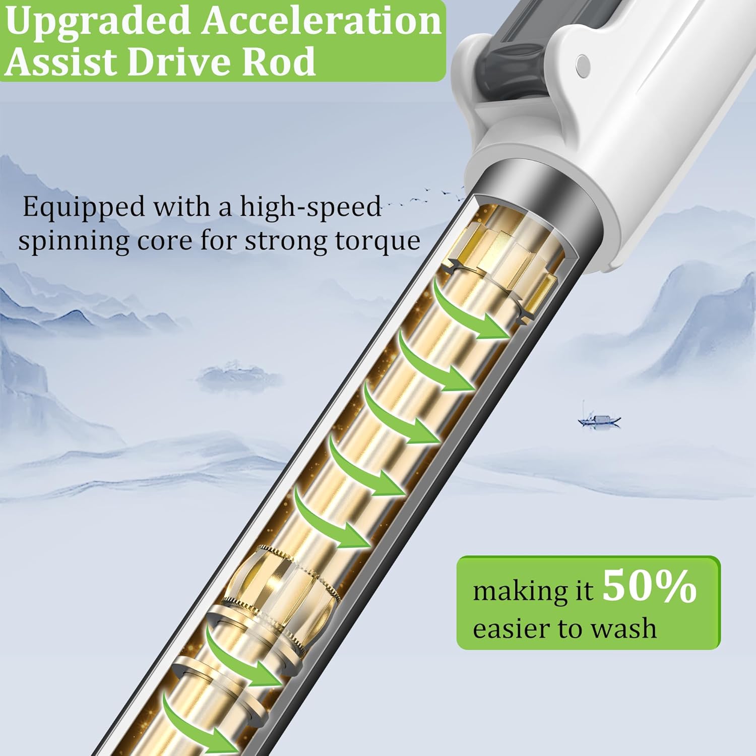 Mop and Bucket with Wringer Set for Home, Spin Mop and Bucket Mops for Floor Cleaning 61" Extended Handle with 6 Mop Head Replacement for Hardwood Tile Laminate Home Cleaning Tools