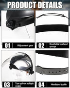 6 Pack Safety Face Shield for Grinding and Cutting, Full Impact Resistant Face Shield Mask for Work Chemical Woodworking (Black)