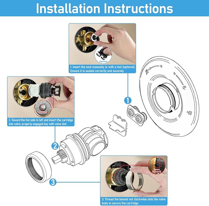RP46463 Shower Cartridge for Delta Monitor 17 Series, Dual Function Bath Tub and Shower Faucet Valve, Includes RP46073 Seat and Spring Adapter(2006–Present)