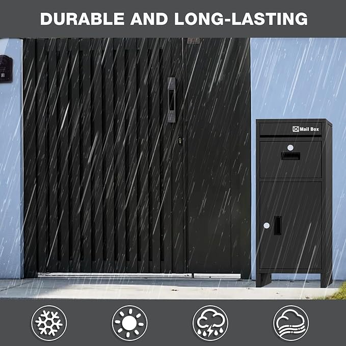 Package Delivery Boxes for Outdoor, Parcel Drop Boxes for Outside with Anti-Theft Design,Parcel Mailbox is Weatherproof, Rustproof,Suitable for Home/Office/Shop Non-installation(15.7*15.7*37.8 in)
