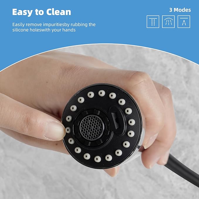 Hibbent Stainless Steels Pull Down Kitchen Faucet Head Replacement, 3 Function Sink Faucet Sprayer Head with 15 Adapters, Compatible with Moen, American Standard, Delta, Kohler Faucets, Chrome