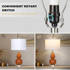 22" Modern Double Gourd Ceramic Table Lamps Set of 2, Red Bedside Lamps for Living Room, Contemporary Nightstand Desk Lamps for Bedroom End Table Home Office Decor(2 LED Bulbs Included)