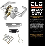 CLG HARDWARE Commercial Lever Door Lock - Heavy-Duty Locking Door Handle, Designer Door Handles, Cylindrical Lever Lock, Non-Handed Grade 2 Industrial Door Handle, 26D Satin Chrome, Privacy/Bathroom