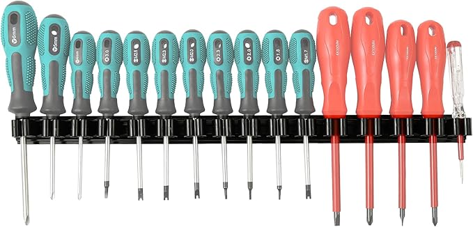 Magnetic Screwdriver Organizer, Aluminum Alloy Rail Tool Holder, Fits Up to 16 Screwdrivers (Black)