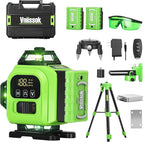 16 Line Laser Level 360 Self Leveling, 4x360°Professional 4D Green Cross Line laser Level with 2 Batteries,for Construction and Picture Hanging, Horizontal Line leveler Tool (Green)