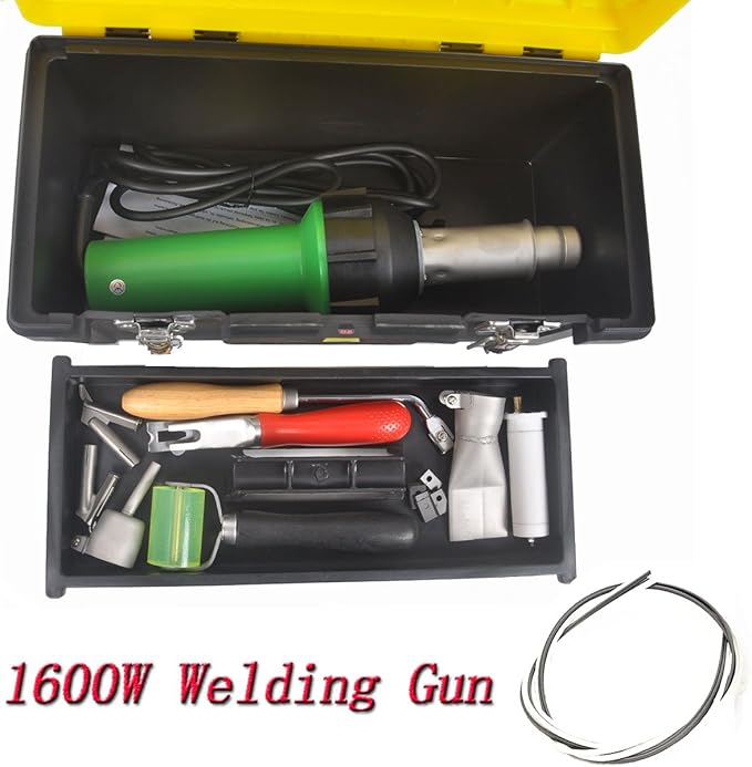 Beyondlife 1600W Plastic Welder Welding Tool Heat Heating Gun Torch Hot Air Pistol PVC Welder Machine Kit Set, with Butterfly Flooring Welding Kit and Convenient Carry Case