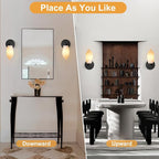 Alabaster Wall Sconce, Spanish Marble Wall Light, Modern Wall Sconce for Bathroom, Hardwired Wall Lighting for Living Room, Wall Lamp for Bedroom Hallway Stairs, Black