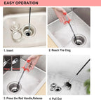 118.1 Inch Drain Clog Remover Grabberable Pick Up Tool 4 Claws-Shower Hair Clog Remover,Drain Snake Grab Trash Hair Clogs from Sink,Downspout Tube Hose Drain Cleaning Litter Pick