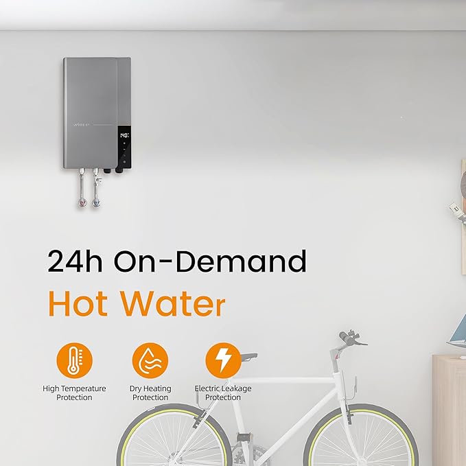 Electric Tankless Water Heater WINTEMP 27kW 240V, Whole House Hot Water Supply, On Demand Instant Endless Water Heater, with LED Temperature Display, WiFi Control, Up to 6.3 GPM, ETL Certified
