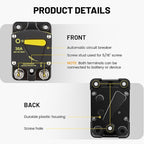 RED WOLF 30A Circuit Breaker DC 12-48V W/Manual Reset Manual Reset for Car Audio RV Marine Boat Truck Trolling Motors Stereo Audio Electronic Battery Solar System