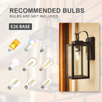 Pia Ricco Outdoor Wall Lights, Matte Black Exterior Light Fixtures with Clear Glass Shade, Waterproof Front Porch Lighting, Modern Sconces Lantern for Outside, House, Garage, E26 Socket, ETL Listed