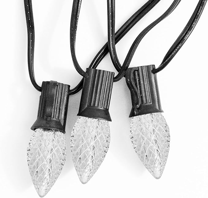 Meconard C7 Led Replacement Christmas Light Bulbs, C7 Shatterproof Led Bulbs for Christmas Indoor Outdoor String Lights, E12 Candelabra Base, Commercial Grade Holiday Bulbs, Cool White, 25 Pack