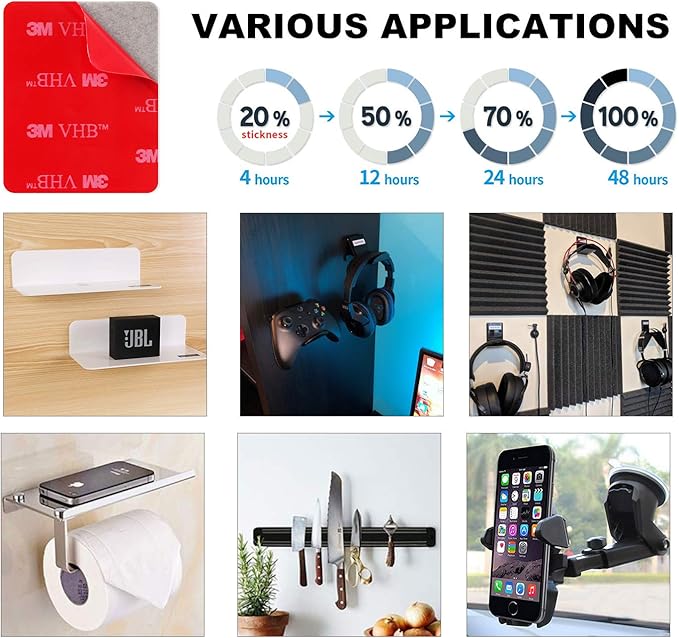 OAPRIRE 3M Double Sided Adhesive Tape Pads 20 PCS Multipurpose 3M VHB Sticky Adhesive Pads Replacement Mounting Tape with Stainless Steel Folding Scissors and Storage Box - 1.96 in x 1.57 in