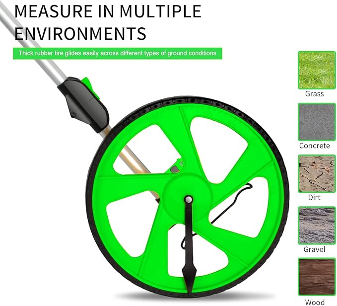 Zozen Distance Measuring Wheel in Feet, Walking Measure Wheel, Rolling Measurement Up To 10,000Ft, Double Collapsible/One Key to Reset/Kickstand to Keep Stand, and Carrying Backpack.