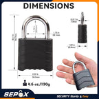 SEPOX 2PCS Large Combination Padlock, Outdoor Combo Lock 2.2" 55mm Heavy Duty Weatherproof, Ressetable 4 Digital, Security Aluminum Body, Uncuttable Shackle, for Warehouse, Home, School, Gate, Garden