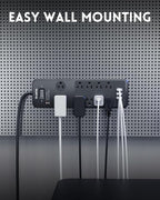 Surge Protector Power Strip 10FT, PLUGTUL Surge Protector with 10 Outlets - Spacious Design for Large Plugs, Flat Plug, 20W USB C Charging for Home, Office, ETL Listed，2040J