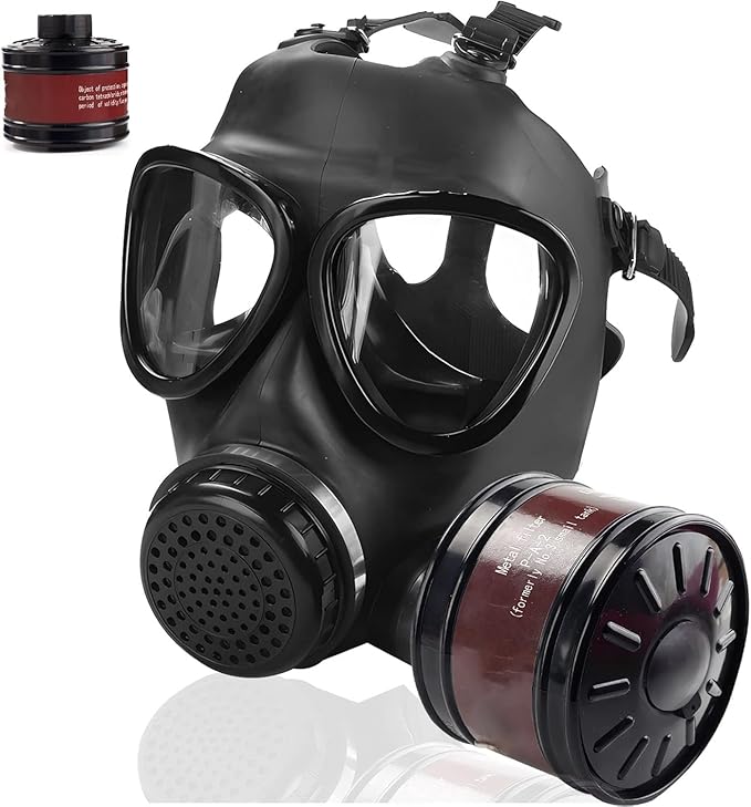 Gas Masks Survival Nuclear and Chemical, Gas Mask with 40mm Activated Carbon Filter, Tactical Full Face Respirator Mask for Chemicals, Gases, Paint, Vapors, Welding
