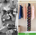 Aulock Legging Organizer for Closet, Hanging Closet Storage Organizer System, Clothes Closets Holder with 20 Roll Independent Compartments for Yoga T-Shirts Bras Socks Pants Tank Top Towel (Black)