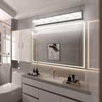 Ralbay LED Modern Chrome Vanity Lights 6 Lights Stainless Steel Acrylic Modern LED Bathroom Vanity Lights Over Mirror (4500K Neutral White Light)