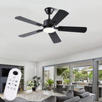 42 inch Modern Ceiling Fans with Lights APP/Remote Control, Low Profile Reversible 6 Speeds Ceiling Fan Light for Indoor/Outdoor Patio Bedroom Living Room,Black