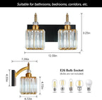 Modern Vanity Lights Black Gold 2 Light Bathroom Vanity Light Crystal Bathroom Light Fixtures Over Mirror
