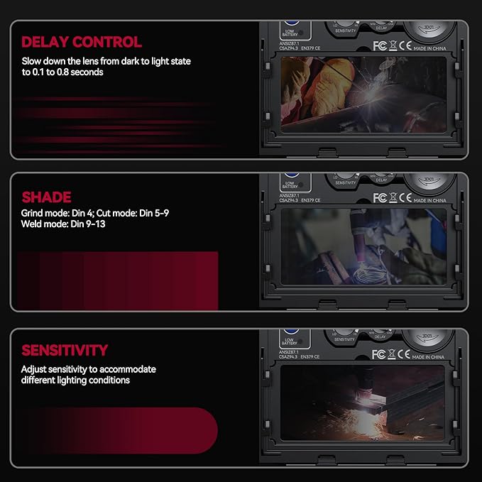 ARCCAPTAIN True Color Auto Darkening Welding Helmet with Upgraded Arc Sensor, 1/1/1/1 Top Optical Clarity Solar Power Welding Hood, 1/25000s Response Time, 4/9-13 for TIG MIG ARC Welding Mask