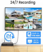 [Dual Lens 4MP+4MP & 10X Zoom] Security Camera System Outdoor Wireless with Auto Tracking, 4K Indoor Home Video Surveillance CCTV 10 CH with 1TB, 100ft Color Night Vision Weatherproof