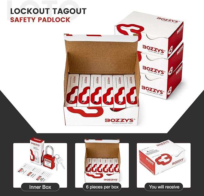 Lockout Tagout Locks 6-Pack｜OSHA Yellow Loto Locks Keyed Different｜2 Keys/Lock for Industrial Machinery & Electrical Panels｜Chrome Steel & Laser Coding