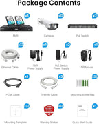 ZOSI 32 Channel 4K PoE Security Camera System, 32x 8MP Spotlight Commercial Cameras Outdoor Indoor, Face Person Vehicle Detection, 2 Way Audio, 32CH 4K Surveillance NVR with 8TB HDD for 24/7 Recording