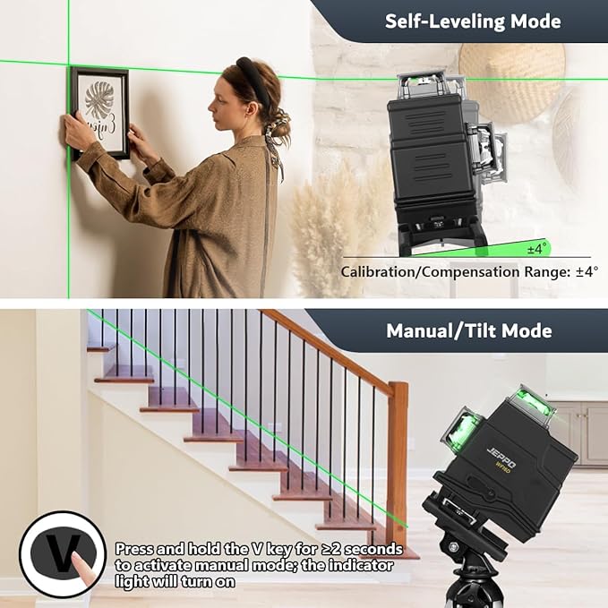 JEPPO Laser Level 360 Self Leveling,4D 4x360° Green 16 Cross Line Lazer Leveler Tool for construction and Tiling Floor,APP Remote Control,with 5000mAh Rechargeable Battery,Magnetic Rotating Stand