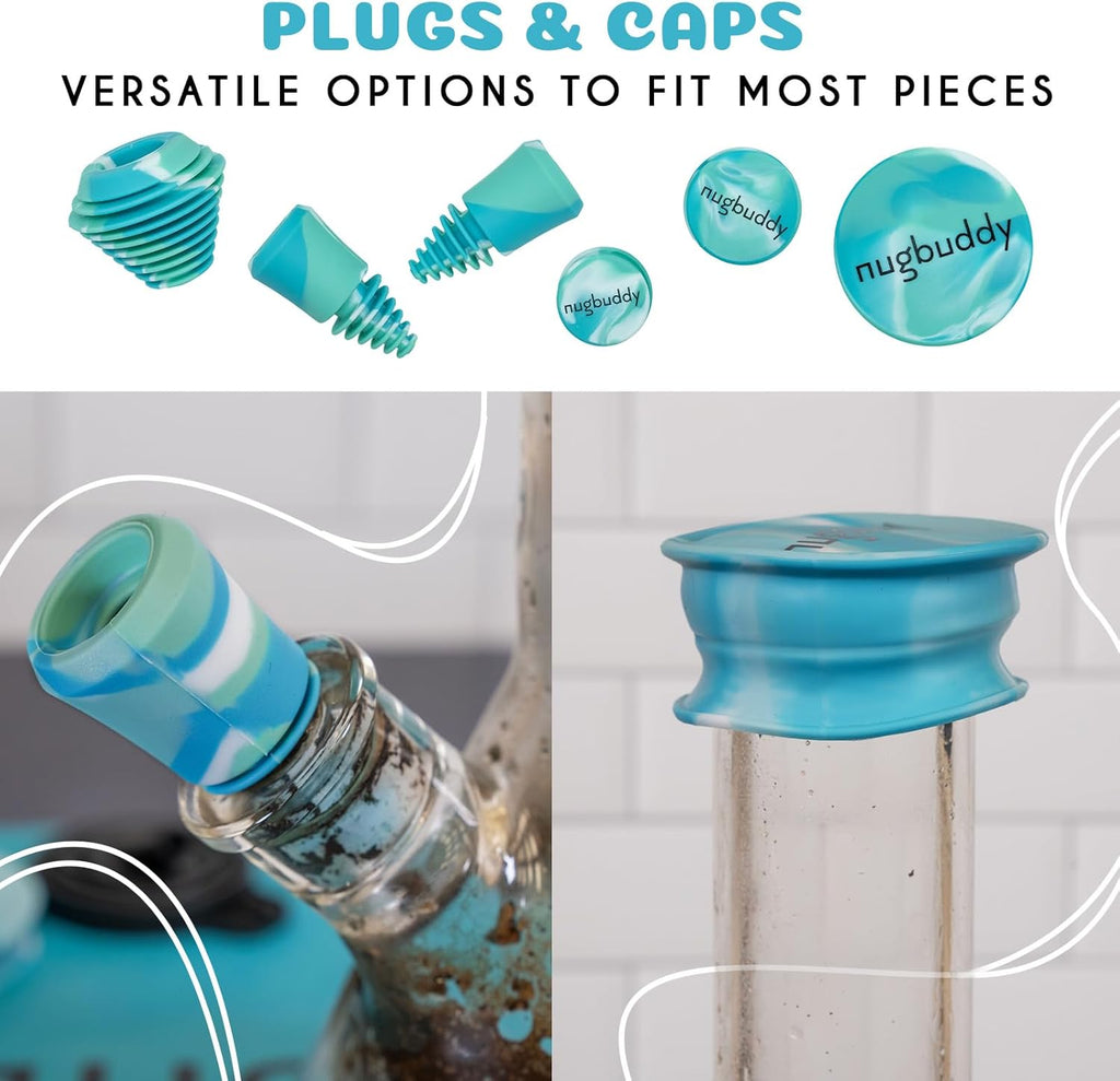 Glass Cleaning Kit - Reusable Silicone Accessories - Complete Kit to Clean your Piece, Just Add Cleaner - Reusable Soaker Bag, Brushes, Mat, Caps & Plugs, Funnel, & Microfiber Towel