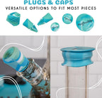 Glass Cleaning Kit - Reusable Silicone Accessories - Complete Kit to Clean your Piece, Just Add Cleaner - Reusable Soaker Bag, Brushes, Mat, Caps & Plugs, Funnel, & Microfiber Towel