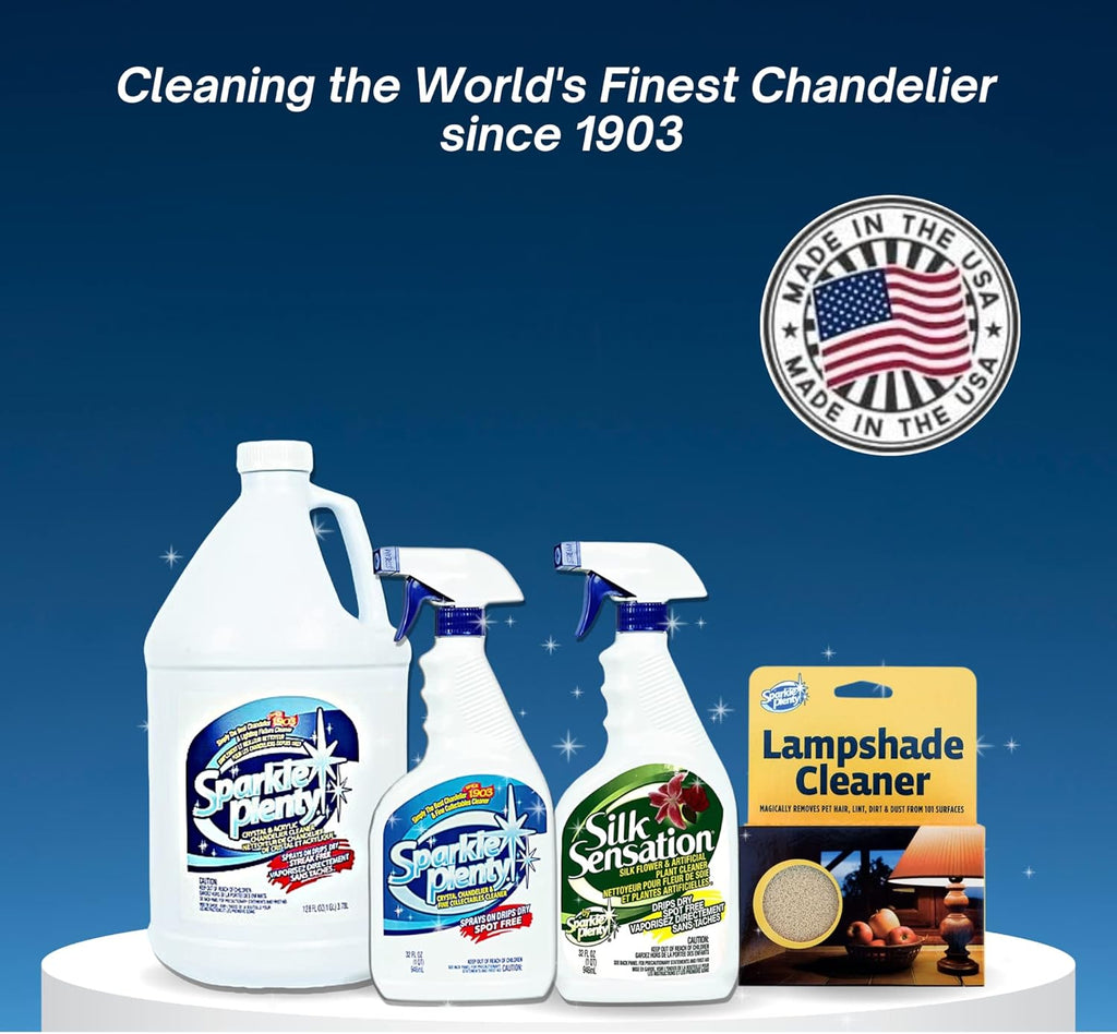 Sparkle Plenty Silk Sensation Cleaning Solutions Bundle - Sparkle Plenty Chandelier Cleaner Drip Dry Spray No Wipe & Silk Plant Cleaner Spray No Wipe - Artificial Plants & Flowers Spray Away Cleaner